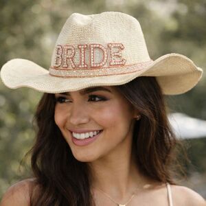 Bride Cowgirl Hat Rhinestone Pearl Western Bachelorette Nashville C.C NWT